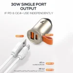 شارژر فندکی الدینیو مدل C509Q به همراه کابل USB-C