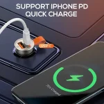 شارژر فندکی الدینیو مدل C509Q به همراه کابل USB-C