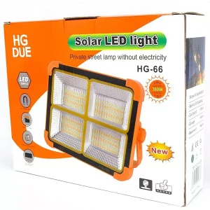 پروژکتور شارژی خورشیدی 300 وات HG DUE مدل SOLAR LED LIGHT HG-6